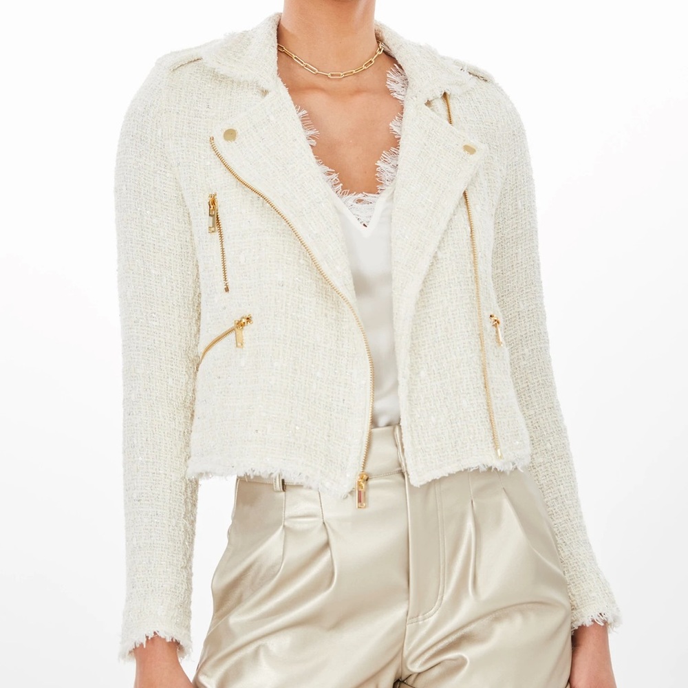 GENERATION LOVE ROBIN TWEED MOTO JACKET SIZE: XS COLOR: IVORY ✨sold out✨